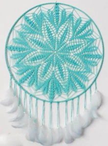 Lapač snů tyrkysový - 40 cm