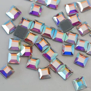 Nalepovací kamínky AB Crystal s duhovými odlesky - čtverec 6mm