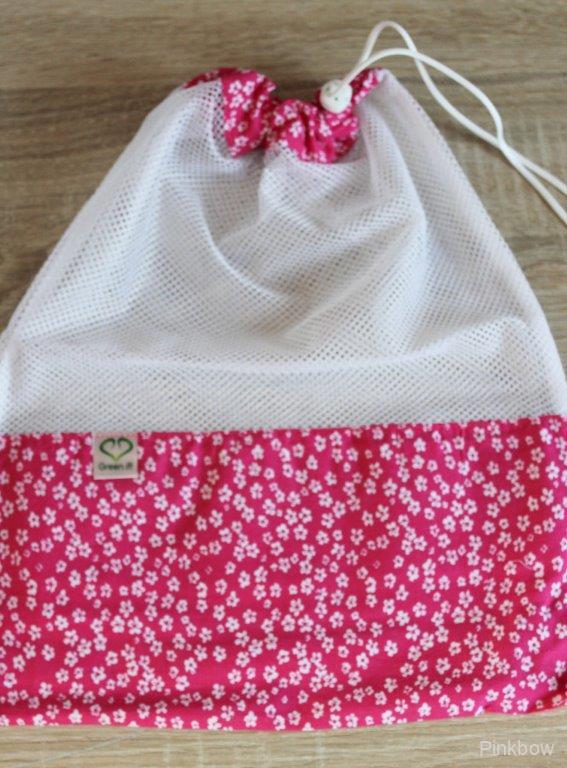 Ekologický nákupní sáček - růžovo-bílé kytičky