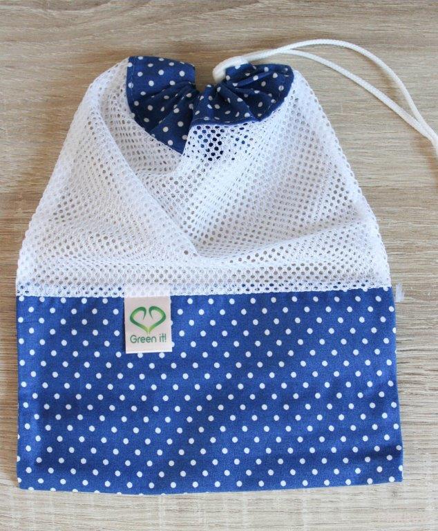 Ekologický nákupní sáček - modro-bílé puntíky