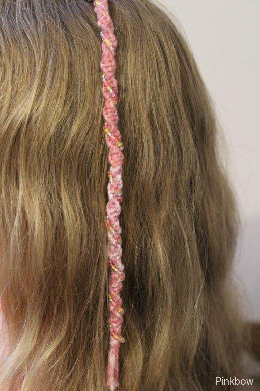  Růžový copánek s kamínky 25 cm