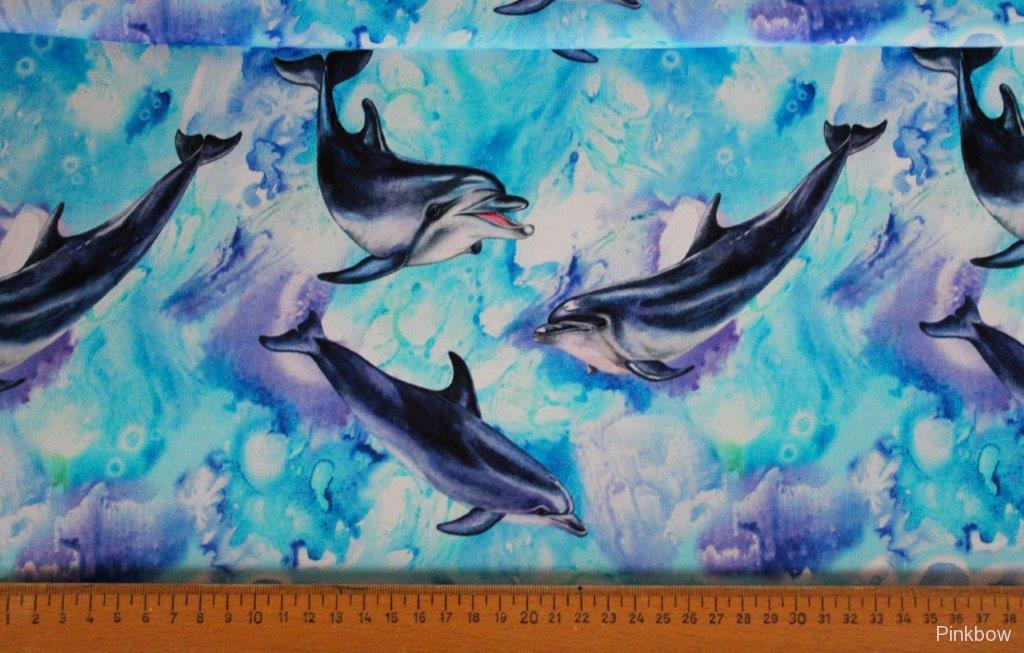 Bavlněný úplet delfíni