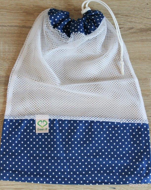 Ekologický nákupní sáček - modro-bílé puntíky